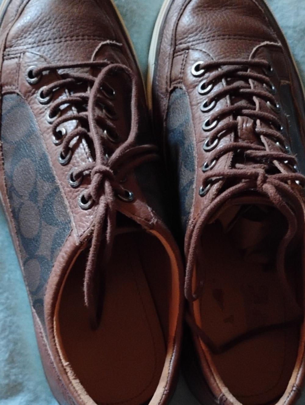 Coach Men's Chocolate Brown Leather & Signature Canvas Sneakers